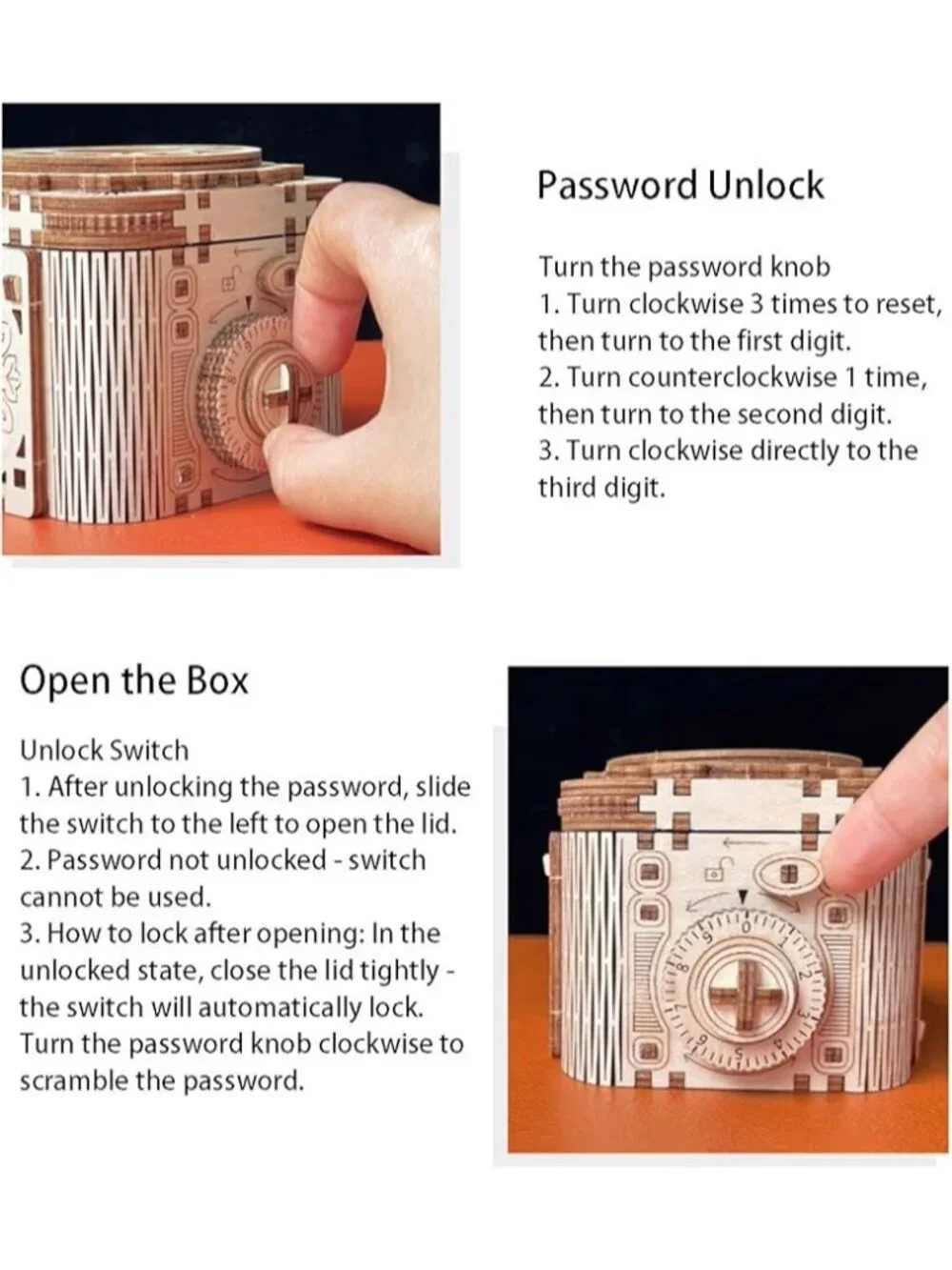 3D Adult 3D Puzzle Password Music Box for DIY Home Decor Gift Women Men 104pcs